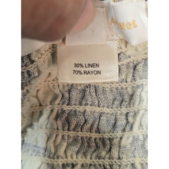 Monteau Linen Blend Black and Cream Floral Peplum Top With Buttons XL - Picture 6 of 6